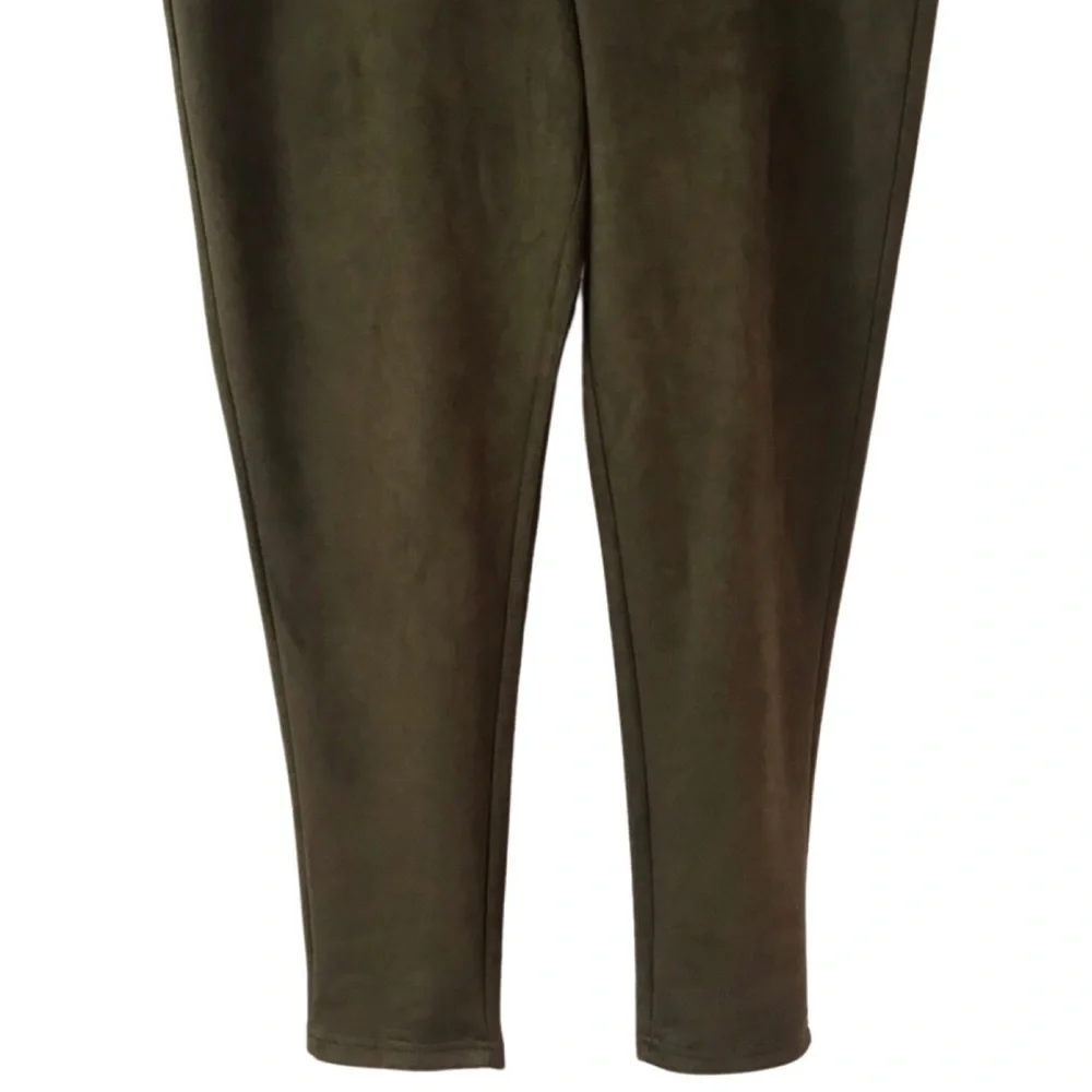 New! Gibson & Latimer High Rise Faux Suede Ponte Leggings Olive Pull On Pants